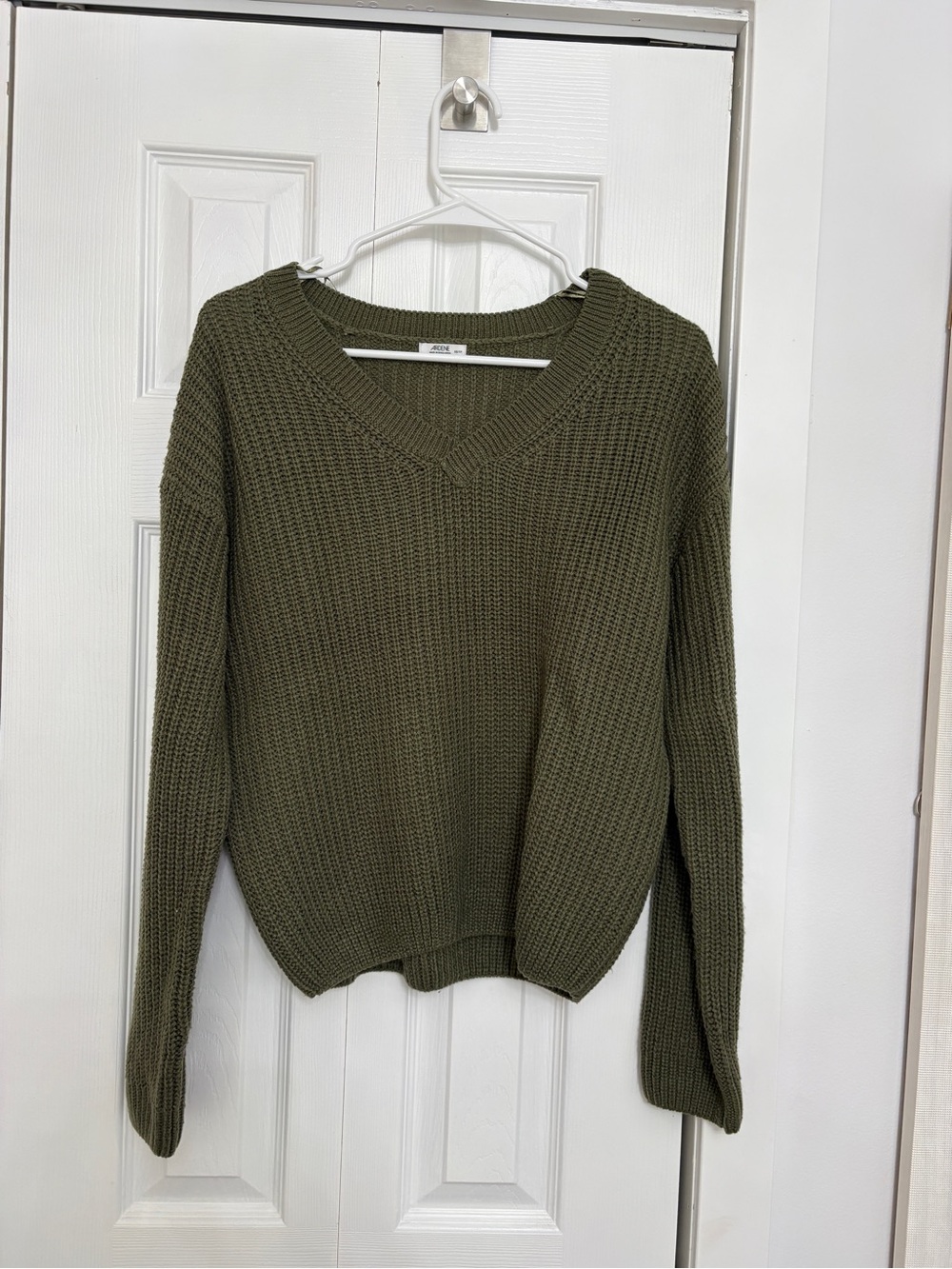 Ardene Olive Green V-Neck Knit Sweater - Women